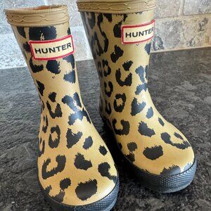 Hunter Waterproof Baby Girl  Cheetah Print Boots girls size 7